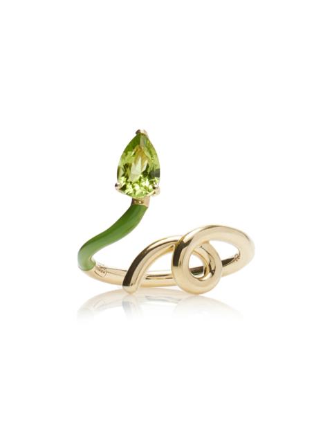 Half 9K Peridot, And Enamel Ring green