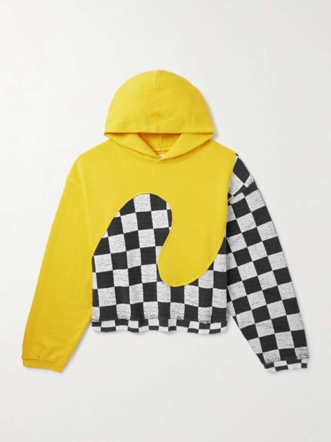 Panelled Checkerboard Cotton-Jersey Hoodie