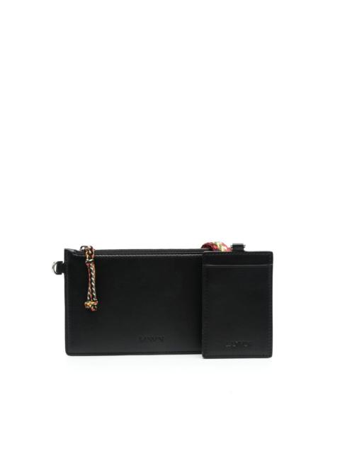 logo-debossed leather clutch