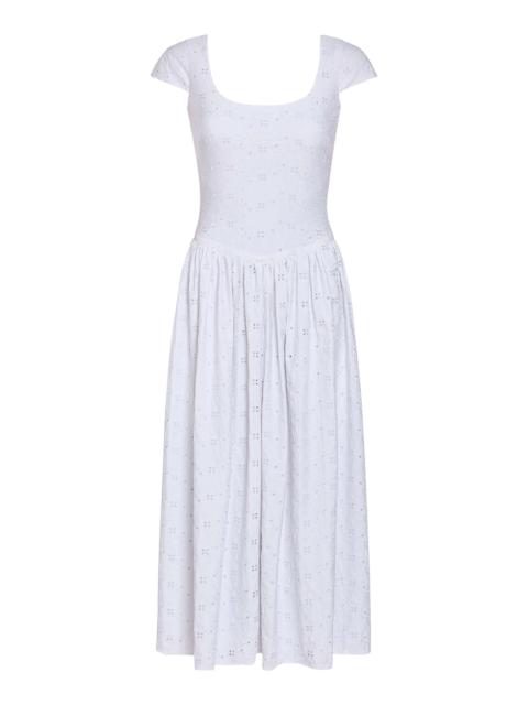 Cora Jersey Eyelet Midi Dress white