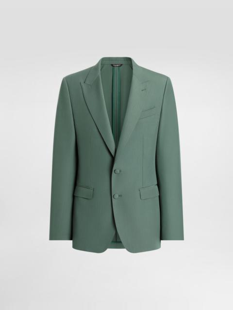 Single-breasted wool poplin jacket