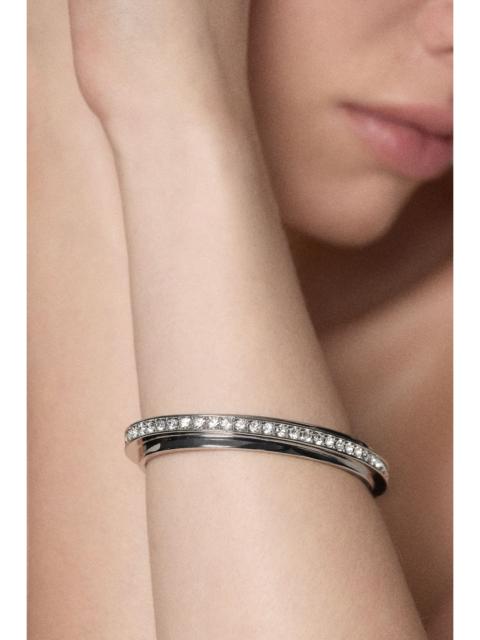 Silver Tone Crystal Diagonal Cuff