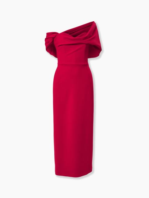 Draped Off-Shoulder Column Dress