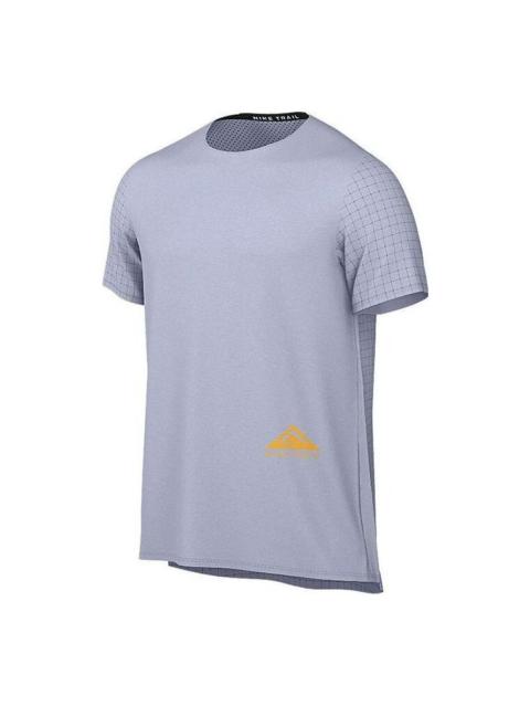 Men's Nike Solid Color Plaid Round Neck Pullover Breathable Short Sleeve Blue T-Shirt DN4483-057
