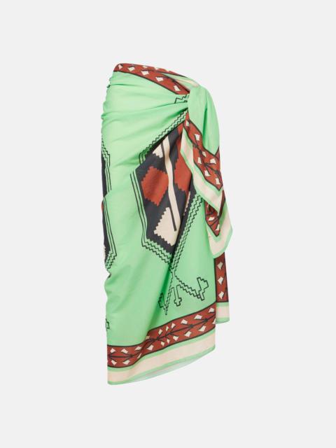 Printed cotton beach cover-up