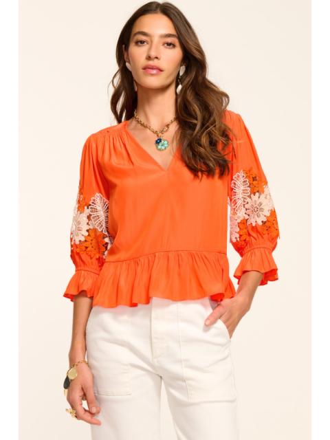 Berry Embroidered Short Sleeve Blouse