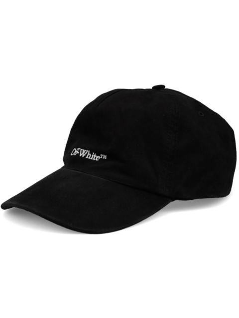 OFF-WHITE Bookish Logo Embroidered OBaseball Velcro Strapback Cap Black/White