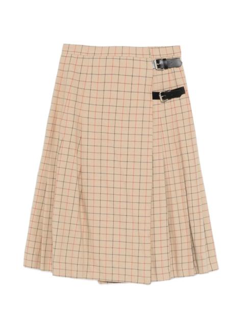 Hollington buckle-fastening Tattersall midi skirt