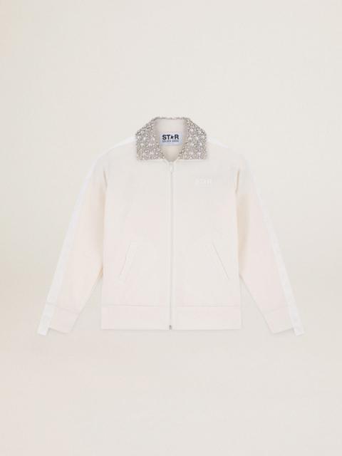 Papyrus white Denise Star Collection zipped sweatshirt with crystal collar