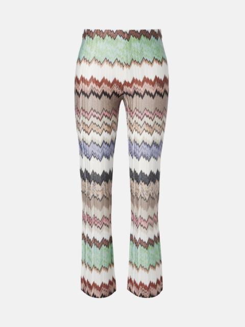 Zigzag lamé cropped straight pants