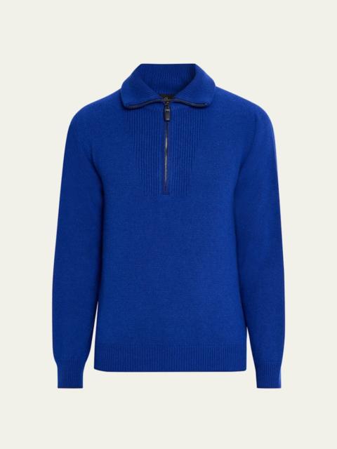 Men's Cashmere and Silk Knit Half-Zip Sweater