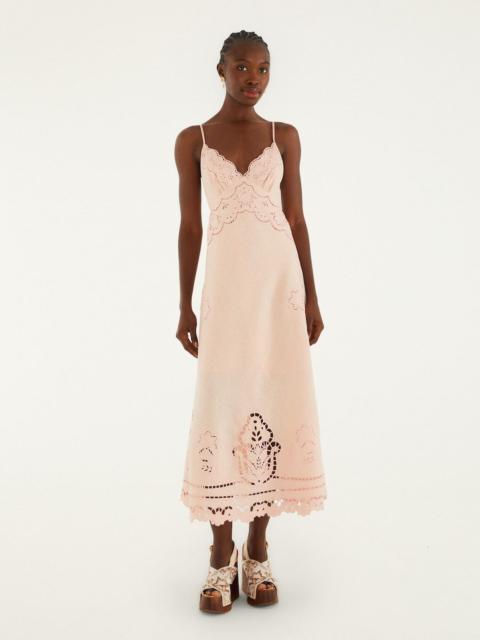 Pink Richelieu Euroflax Premium Linen Slip Midi Dress