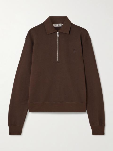 Embroidered French Cotton And Modal-blend Terry Half-zip Sweatshirt