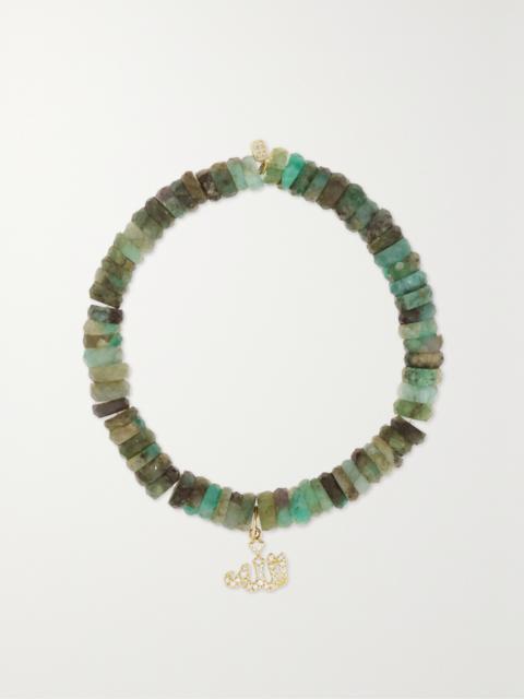 Allah Script 14-karat Gold, Agate And Diamond Bracelet