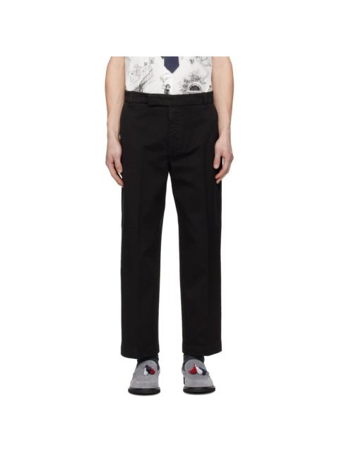 Black Cotton Twill Utility Trousers
