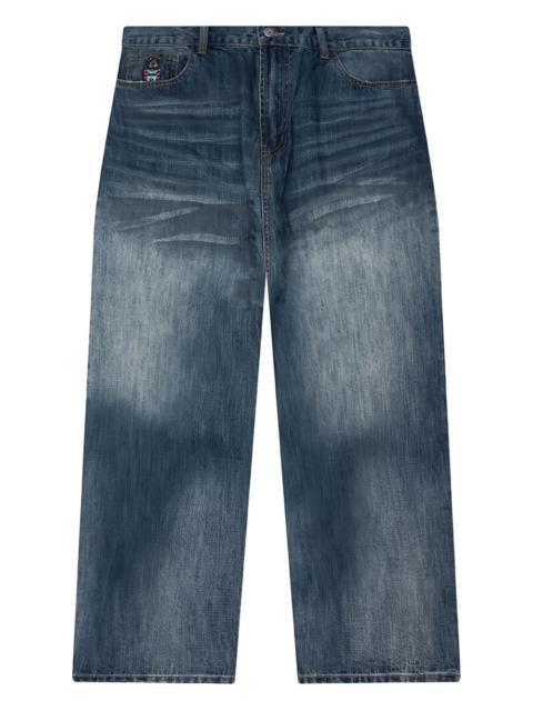 washed-effect dove-detail jeans