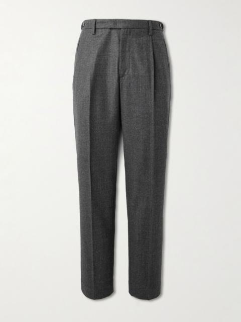 Masco Slim-Fit Straight-Leg Pleated Virgin Wool Trousers Gray