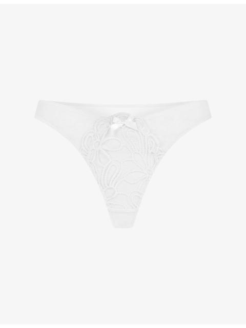 Nelle Embroidered Mesh Thong