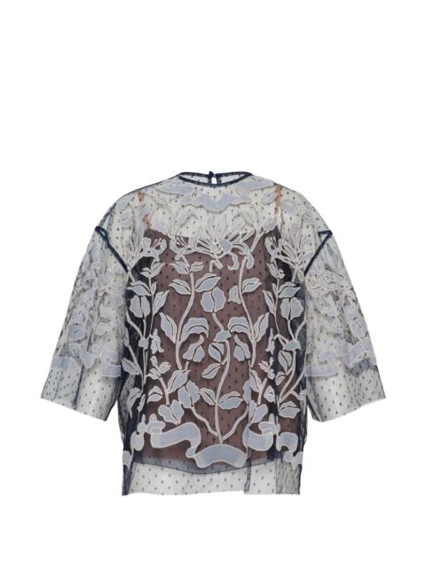 tulle embroidered layered top