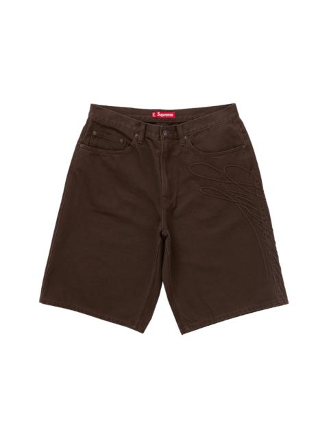 Supreme Script Baggy Denim Short Brown
