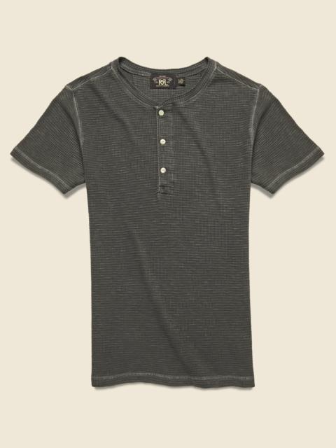 Waffle-Knit Henley - Faded Black