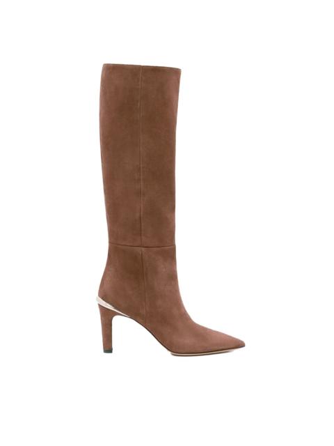 Aura High Heel Stiletto Tall Boot in Dark Sand Suede
