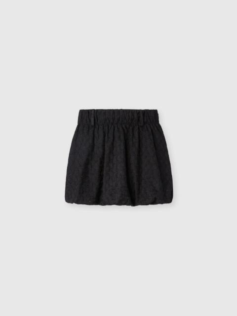 Mini balloon skirt in viscose with lace details