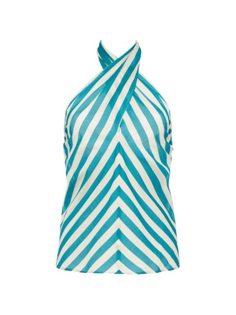 striped-pattern halterneck top