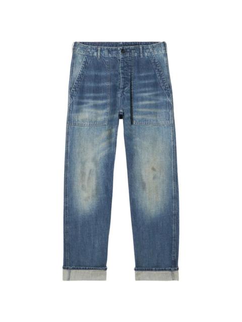 fatigue pocket wash denim jeans