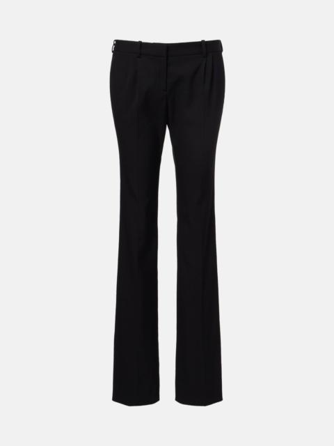 Wool twill slim pants