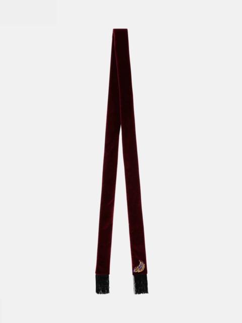 Embellished paisley cotton velvet scarf