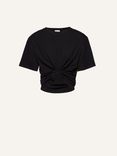 Knotted ribbed t-shirt in black
