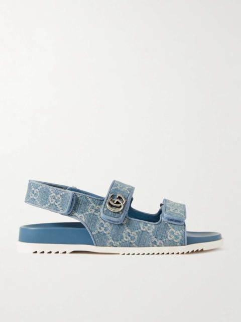 Moritz embellished denim-jacquard slingback sandals