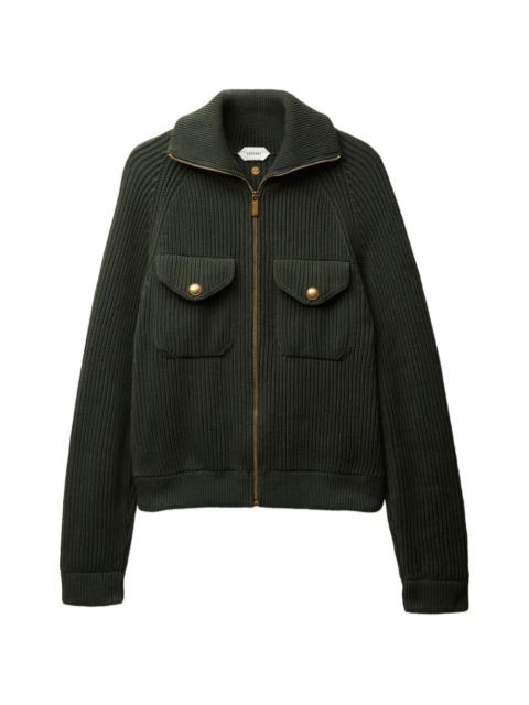 zip ribbed knit jacket
