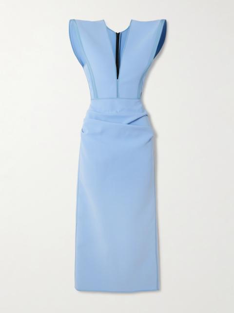 Wingtip Draped Crepe Midi Dress