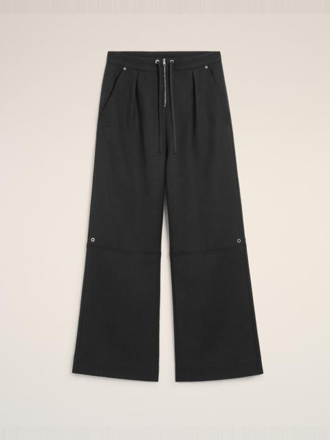 BLACK WOOL ZIPPED TROUSERS