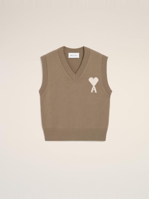 BEIGE WOOL AND COTTON SLEEVELESS AMI DE COEUR SWEATER