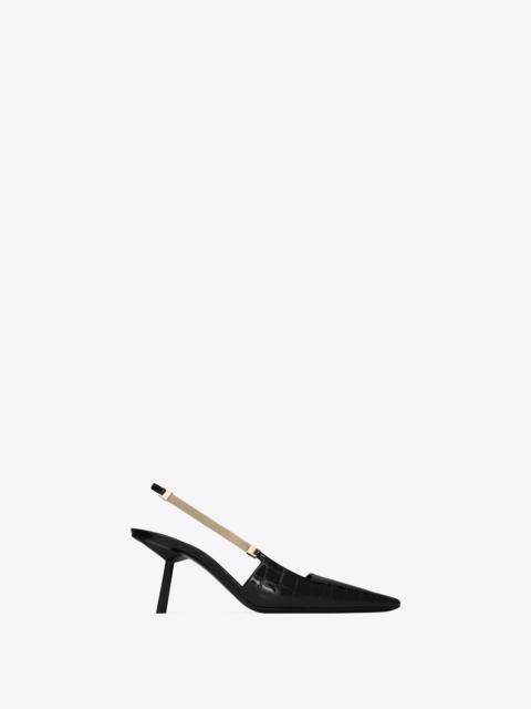 blake slingback pumps in crocodile-embossed leather