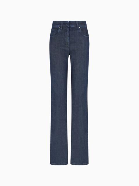 DENIM COLLECTION FIVE-POCKET FLARED TROUSERS IN STRETCH DENIM