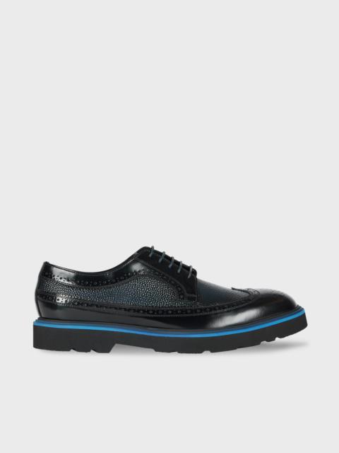 Black and Navy Pebble Embossed Leather 'Count' Brogues