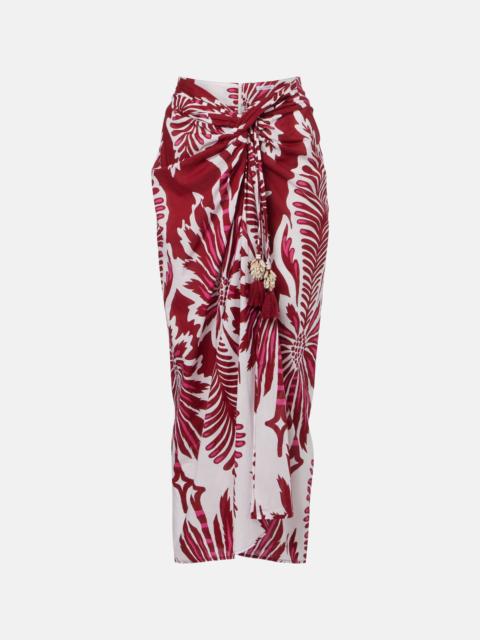 Uma floral gathered cotton midi skirt