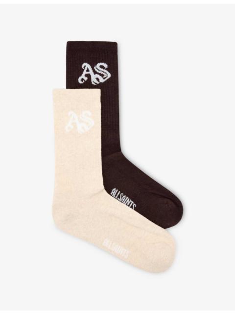 Gothic Logo Pack of Two Stretch Cotton-Blend Socks