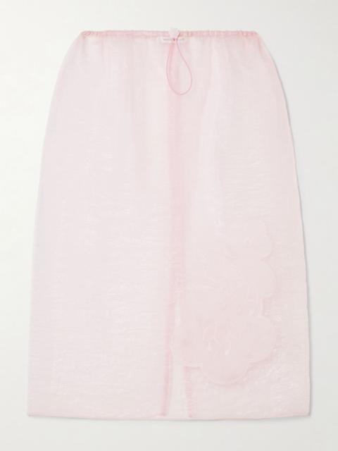 Bambi appliquéd crinkled-organza midi skirt Pink