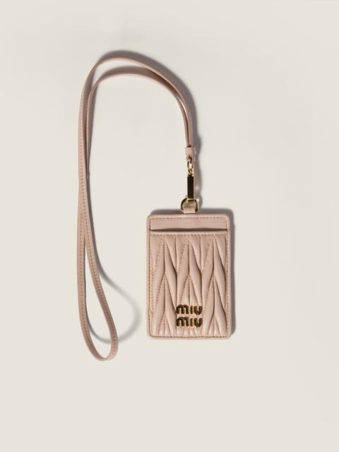 Matelassé nappa leather badge holder