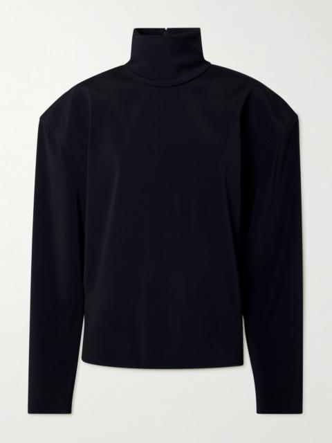 Turtleneck Stretch-satin Blouse