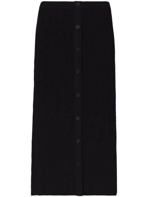 ribbed-knit button-front skirt