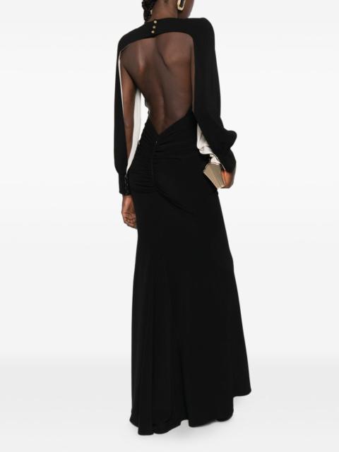 long-sleeve backless dress