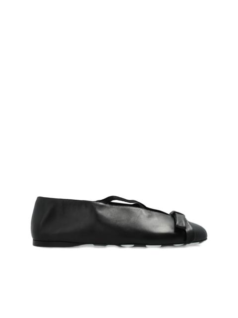 bow-detail leather ballet flats