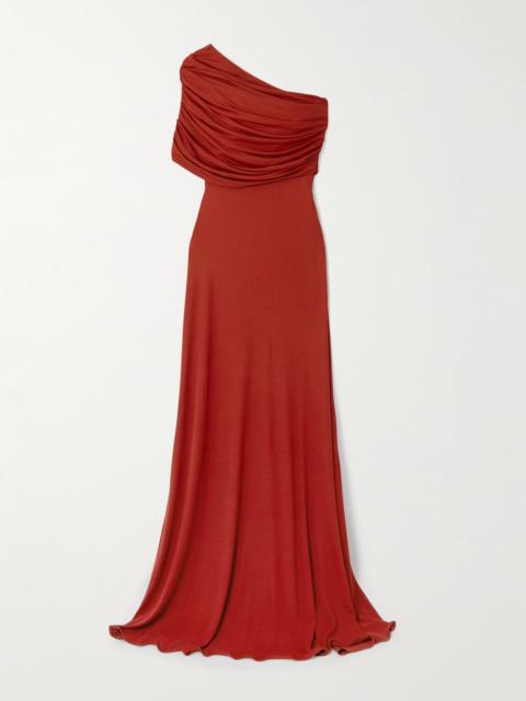 One-shoulder Draped Jersey Gown