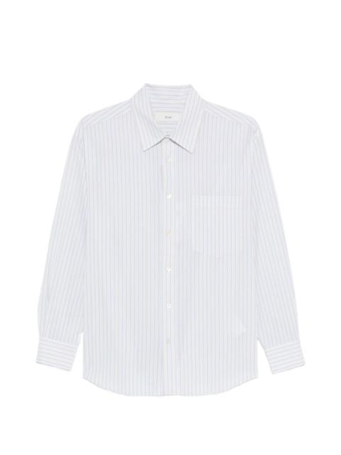 striped-pattern chest-pocket shirt